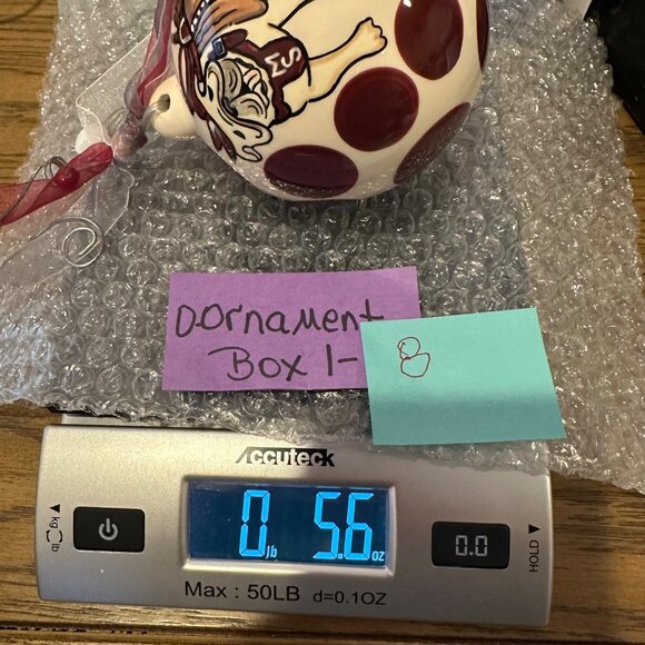 Mississippi State Bulldog Ornament Maroon White Ceramic Christmas Ball Decor - Picture 10 of 10